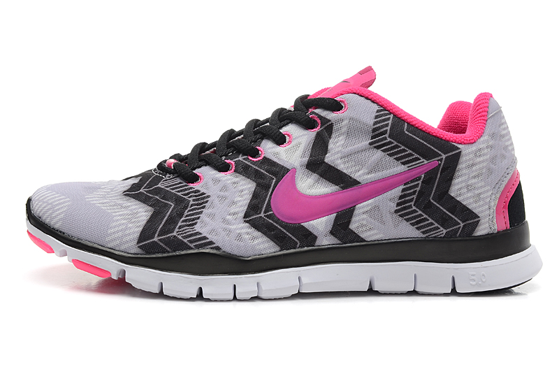 Nike Free Tr Fit 3 Prt Femmes Chaussures De Course Rose Noir Gris